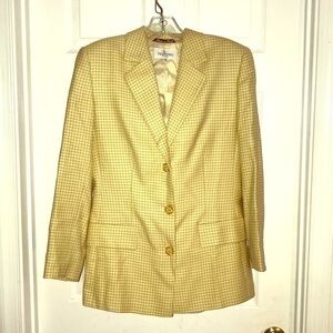 Valentino yellow houndstooth lapel blazer size 8